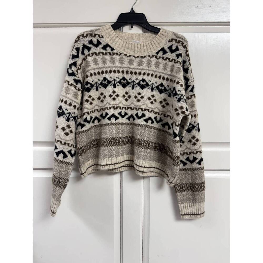NEW VERY MODA women's cool vibes peruvian sweater in tan
